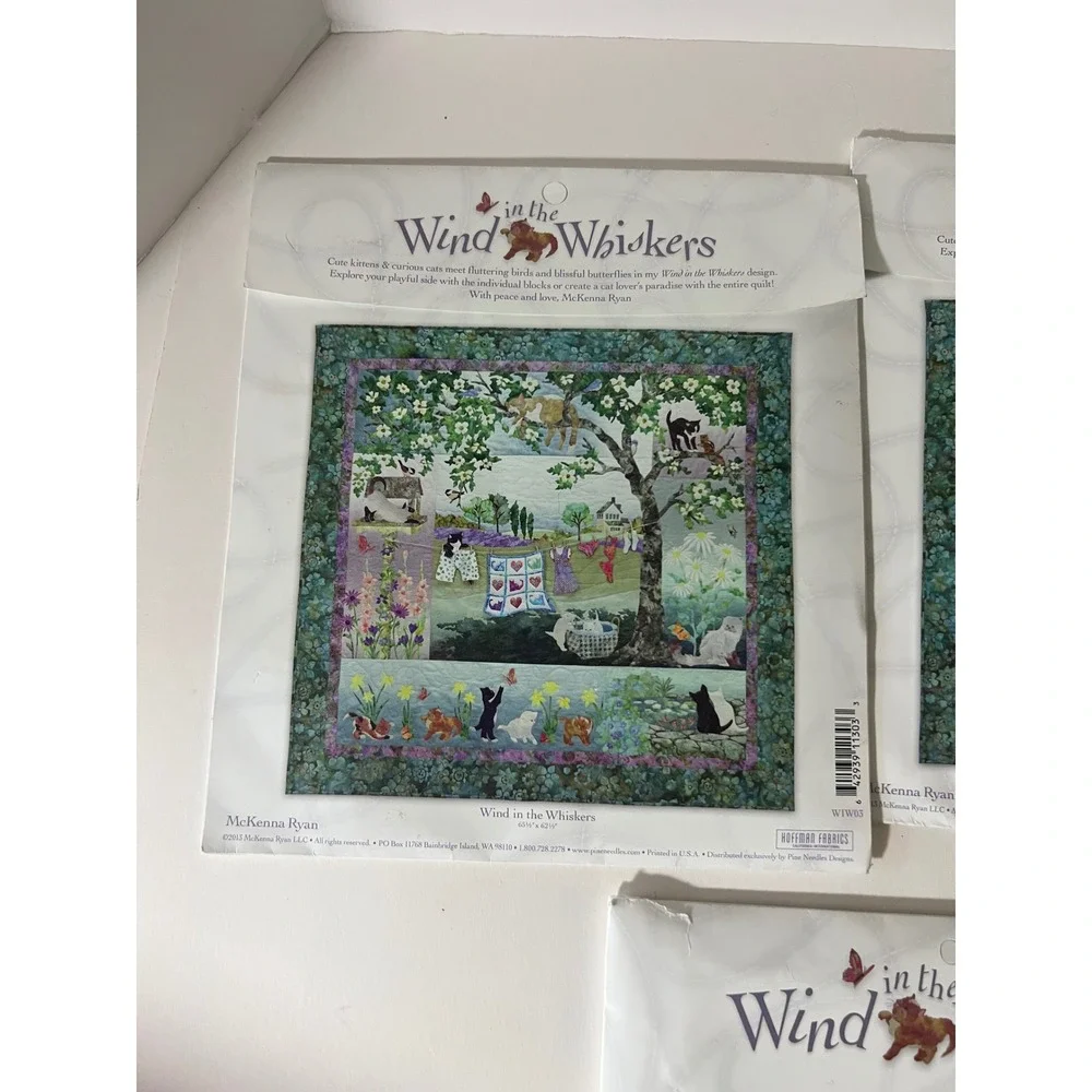 McKenna Ryan In the Wind and Whiskers Quilt Pattern Set Blocks 3-7 Cats Hoffman